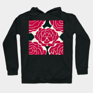 Abstract Red Rose Pattern Hoodie